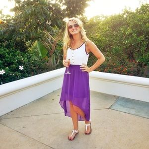 High Low White & Purple Dress